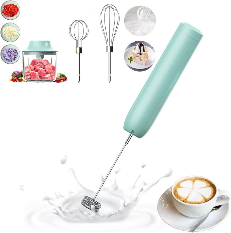PowCube Hand Mixer with Whisk and Forther Wand,Electric Whisk, Milk Frother, Hand Held Mixers,Cordless Hand Mixer, Whisks for Cooking, Mini Mixer,Stirrers Electric,Food Chopper, Baby Food Maker,4-Speed, 10Oz - Image 1
